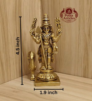Brass Lord Murugan Peacock Idol 4.5 Inch Pooja Articles