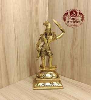 Brass Madurai Veeran Statue 10 Inch