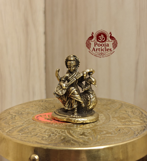 Miniature Brass Saraswati Statue 1.2 Inch