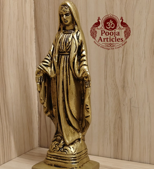 Brass Mother Mary Statue 6.2 Inch