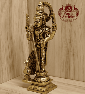Brass Murugan Statue 6.2 Inch