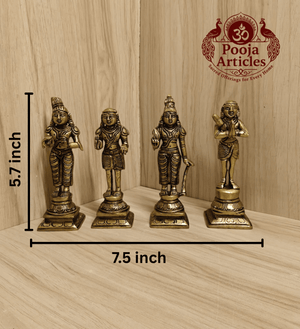 Brass Nalvar Set 5.7 Inch Pooja Articles