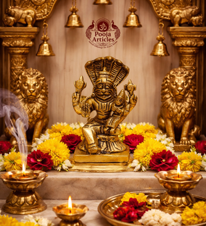 Brass Narasimha Lakshmi Statue 3 Inch