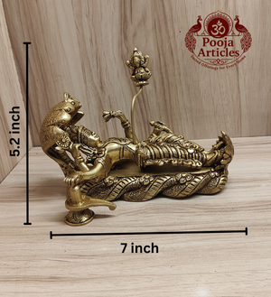 Brass Padmanabha Swamy Reclining Statue 5.2 Inch Pooja Articles