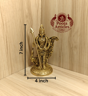 Brass Peacock Murugan Statue 7 Inch