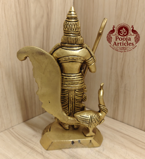 Brass Peacock Murugan Statue 7 Inch