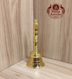 Brass Pooja Bell with Nandi Handle 4.6 Inch Pooja Articles