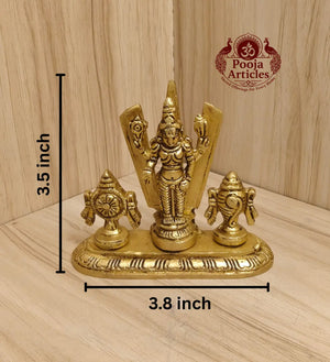 Brass Shankh Chakranamah Balaji Statue 3.5 Inch Pooja Articles