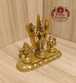 Brass Shankh Chakranamah Balaji Statue 3.5 Inch Pooja Articles