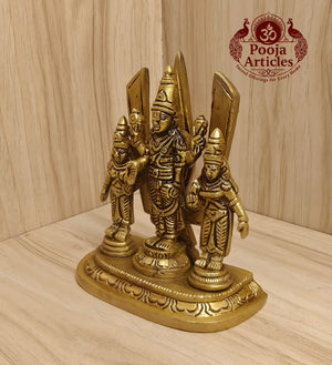 Brass Shankh Chakranamah with Balaji Statue 4.8 Inch Pooja Articles