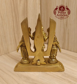 Brass Shankh Chakranamah with Balaji Statue 4.8 Inch Pooja Articles