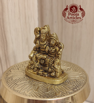 Brass Shiva Family Idol 1.6 Inch