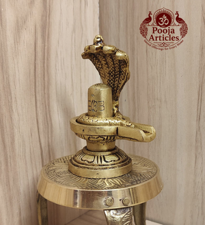 Brass Shiva Lingam Statue 3.4 Inch Pooja Articles