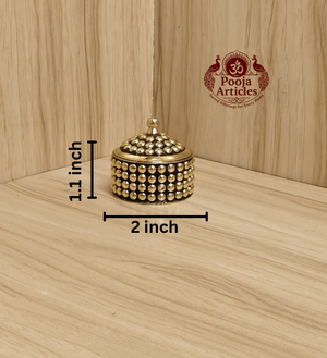 Brass Sindoor Box 2 Inch Pooja Articles