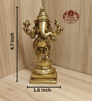 Brass Standing Ganesha Statue 4.7 Inch
