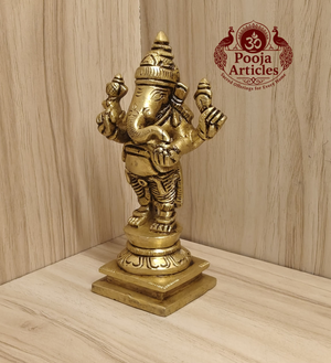 Brass Standing Ganesha Statue 4.7 Inch