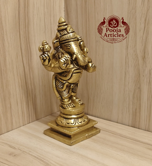 Brass Standing Ganesha Statue 4.7 Inch