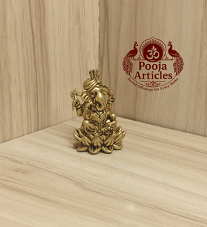 Brass Turban Ganesha Statue 1.9 Inch
