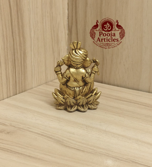 Brass Turban Ganesha Statue 1.9 Inch