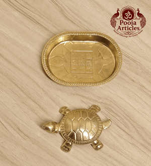 Brass Vastu Tortoise with Plate – Handcrafted Feng Shui Tortoise for Wealth, Stability & Vastu Pooja Articles