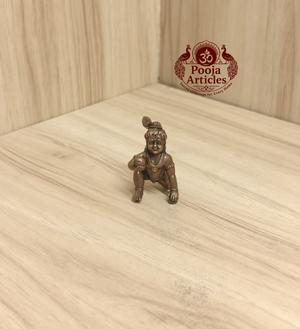 Copper Baby Krishna Statue 1.5 Inch