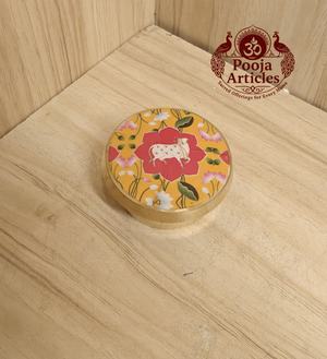 Brass Cow Meena Kumkum Box 2 Inch