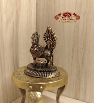 Copper Kamadhenu with Calf Statue 2.6 Inch