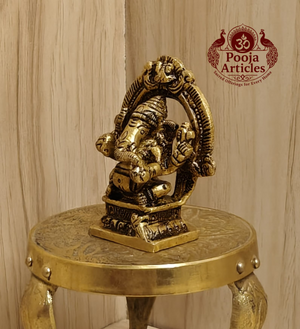 Brass Mini Ganesha Idol With Arch 2.5 Inch
