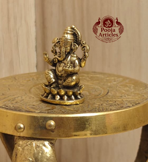 Miniature Brass Ganesh Idol 1.2 Inch