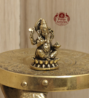Miniature Brass Ganesh Idol 1.2 Inch