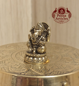 Miniature Brass Ganesha Statue 1.1 Inch