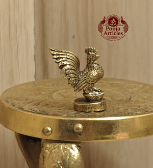 Miniature Brass Lucky Rooster Statue 1.2 Inch