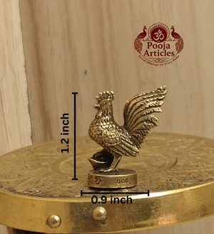 Miniature Brass Lucky Rooster Statue 1.2 Inch