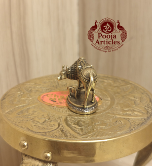 Miniature Brass Cow and Calf Statue 1 Inch