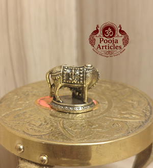 Miniature Brass Cow and Calf Statue 1 Inch