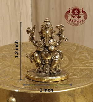 Miniature Brass Ganesh Idol 1.2 Inch