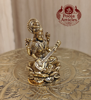 Panchaloha Saraswati Idol 1.2 Inch Pooja Articles