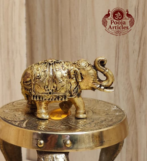 Premium Brass Elephant Statue 1.5 Inch Pooja Articles