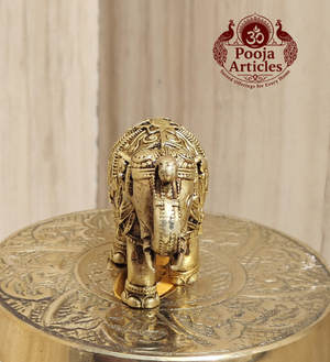 Premium Brass Elephant Statue 1.5 Inch Pooja Articles