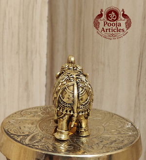Premium Brass Elephant Statue 1.5 Inch Pooja Articles