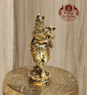 Premium Brass Krishna Idol 3 Inch Pooja Articles