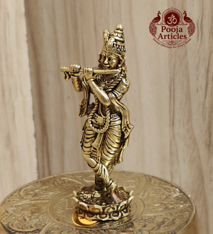 Premium Brass Krishna Idol 3 Inch Pooja Articles