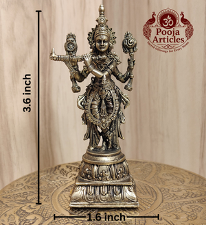 Premium Brass Krishna Statue 3.6 Inch Pooja Articles