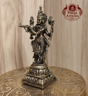Premium Brass Krishna Statue 3.6 Inch Pooja Articles