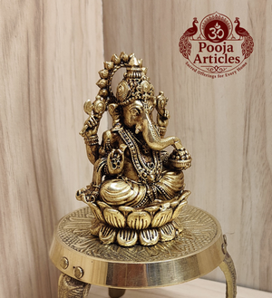 Premium Brass Lord Ganesh Idol 3 Inch Pooja Articles