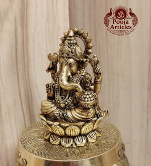 Premium Brass Lord Ganesh Idol 3 Inch Pooja Articles