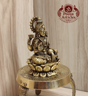 Premium Brass Lakshmi Statue 3 Inch Pooja Articles