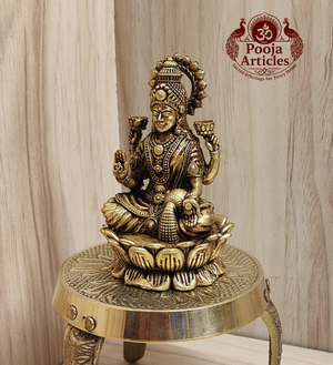 Premium Brass Lakshmi Statue 3 Inch Pooja Articles