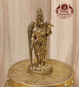 Premium Brass Meenakshi Amman Statue 3 Inch Pooja Articles