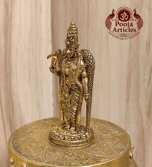 Premium Brass Meenakshi Amman Statue 3 Inch Pooja Articles